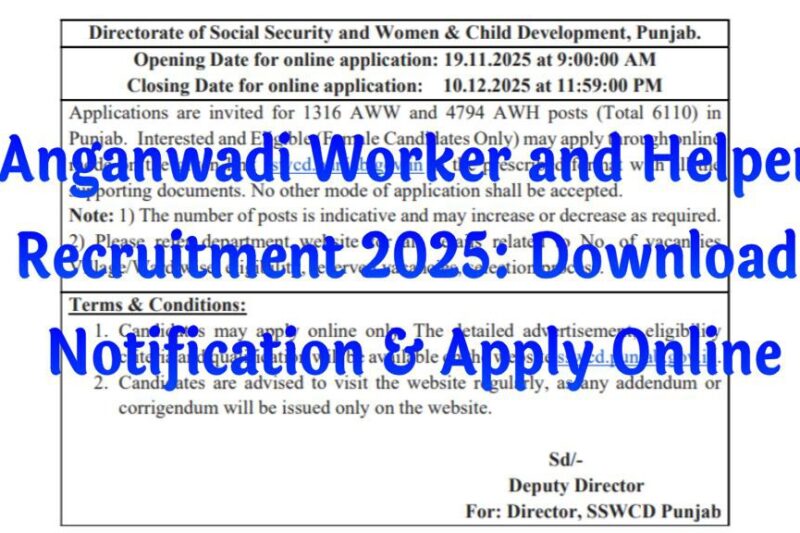 Anganwadi Worker and Helper Recruitment 2025