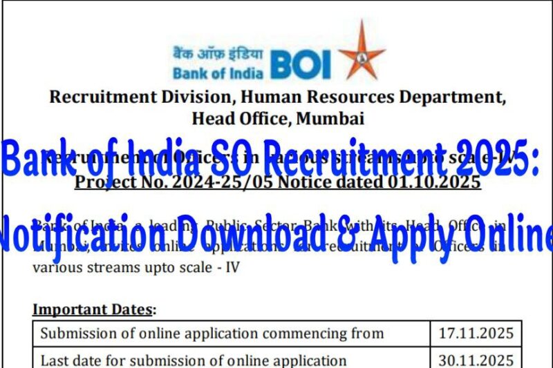 Bank of India SO Recruitment 2025