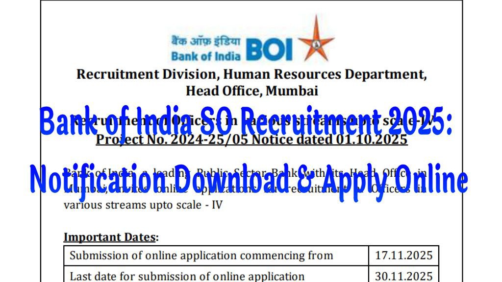 Bank of India SO Recruitment 2025