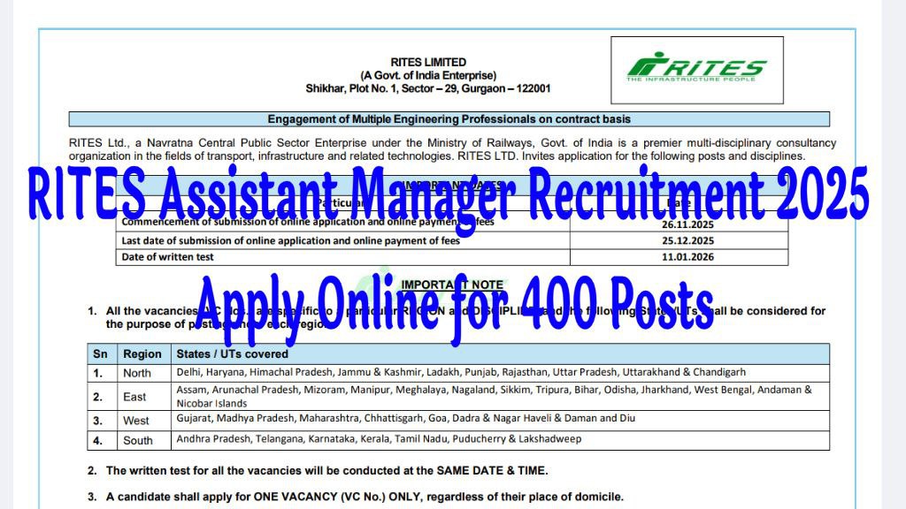 RITES Assistant Manager Recruitment 2025
