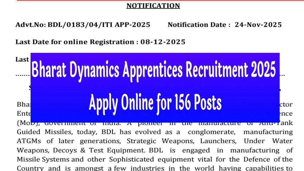Bharat Dynamics Apprentices Recruitment 2025
