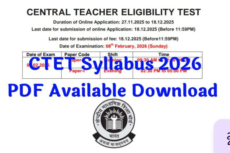 CTET Syllabus 2026: PDF Available Download Paper 1, 2 Subjects & Topics Here