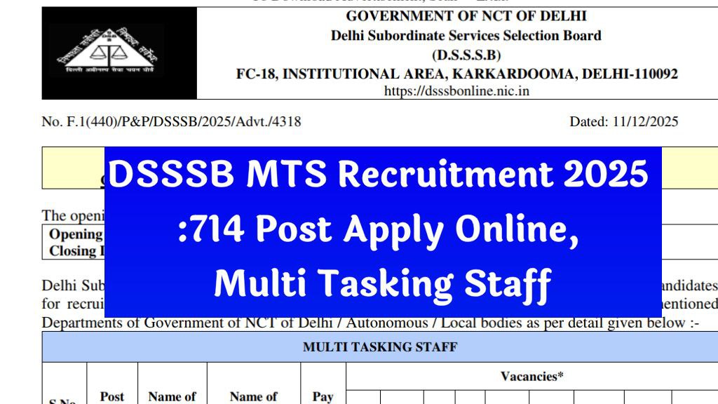 DSSSB MTS Recruitment 2025
