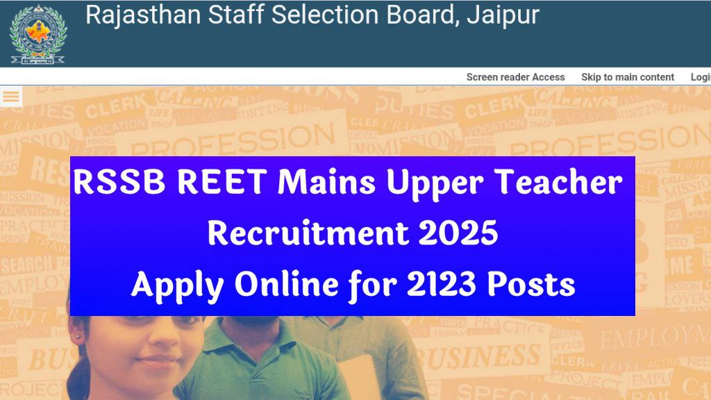 RSSB REET Mains Upper Teacher Recruitment 2025
