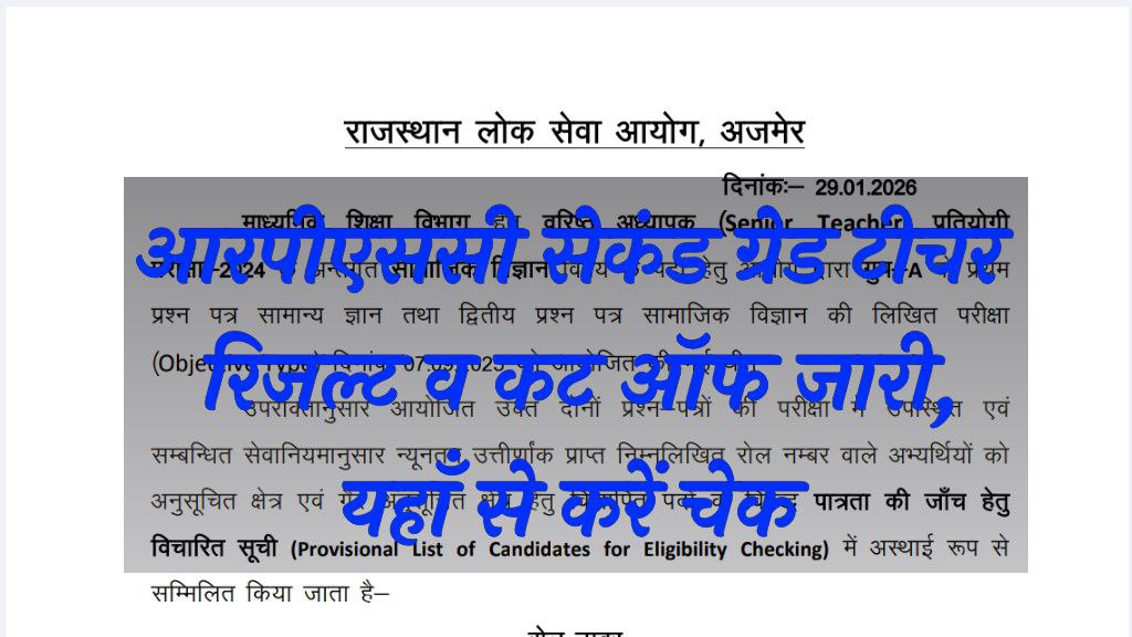 RPSC 2nd Grade Teacher Result 2026