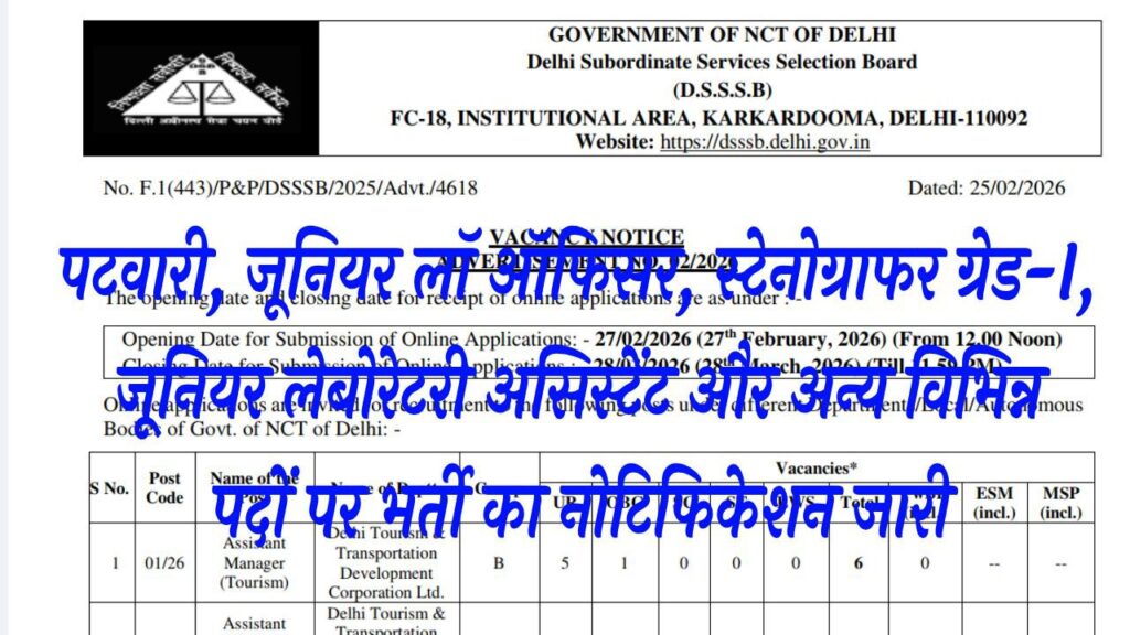 DSSSB Recruitment 2026