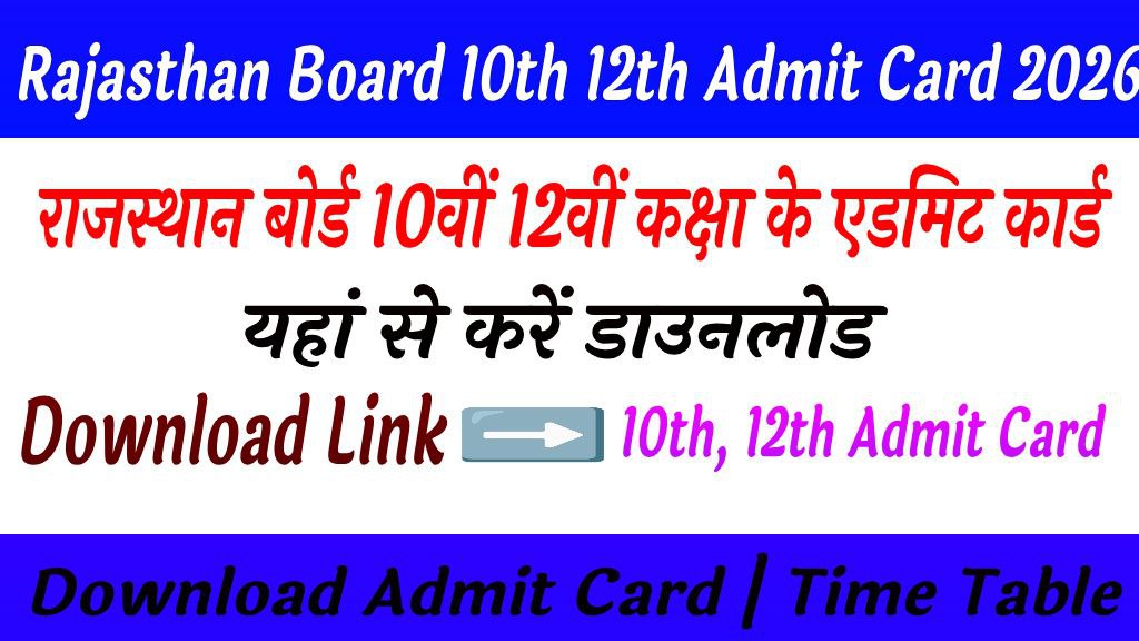 Rajasthan Board 10th 12th Admit Card 2026